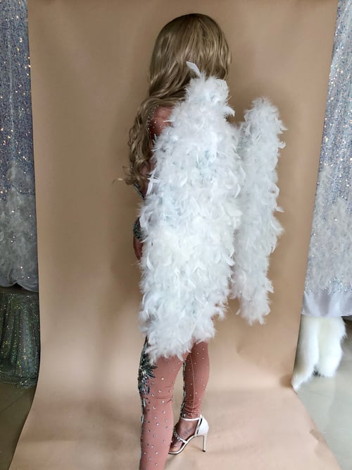 Image of Angel Rhinestone Crystal  Costume with Feather Wings