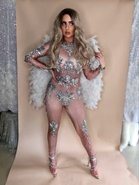 Image 1 of Angel Rhinestone Crystal  Costume with Feather Wings