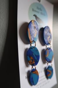 Image 2 of Blue Oval x 3 Drop Earrings - HM760