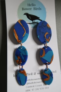 Image 1 of Blue Oval x 3 Drop Earrings - HM760