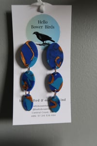 Image 5 of Blue Oval x 3 Drop Earrings - HM760