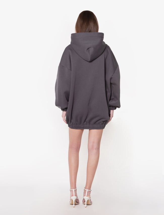 Hooded Sweatshirt with Zip- Dark Grey