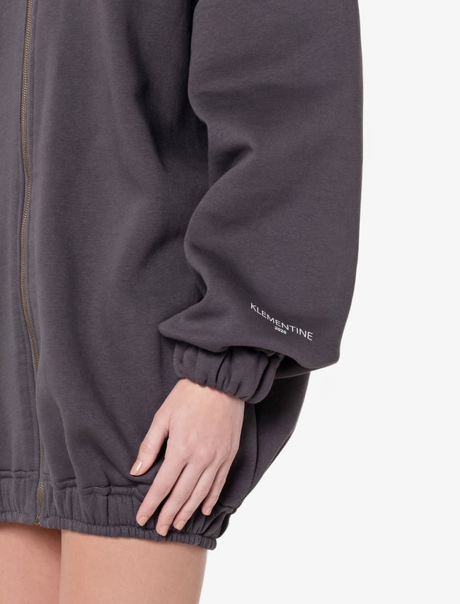 Hooded Sweatshirt with Zip- Dark Grey