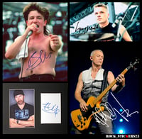 Image 2 of U2 autographs stickers vinyl Bono, The Edge, Adam Clayton,Larry Mullen Jr. Set 5