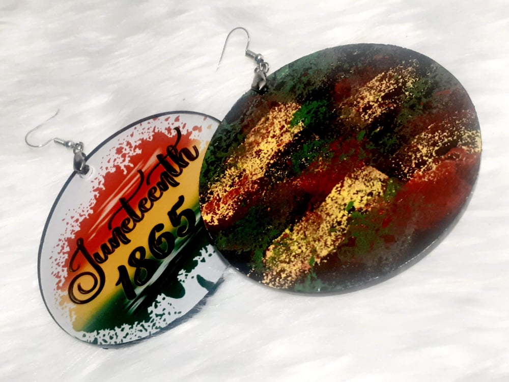 Image of Juneteenth 1865, Black Culture, Afrocentric jewelry, Sublimation earrings