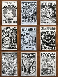 Signed Set of 9 Early 90s Seattle Xerox Concert Posters