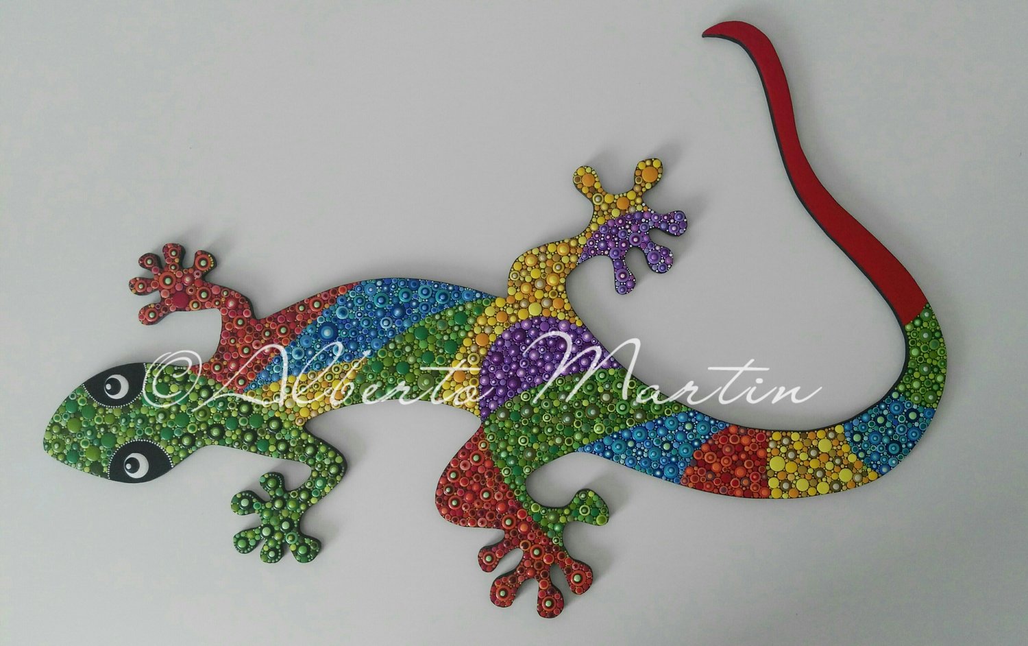 Image of Lizard - Gecko 9/ dot art mdf/ handpainted/ Gift ideas/ by Alberto Martin