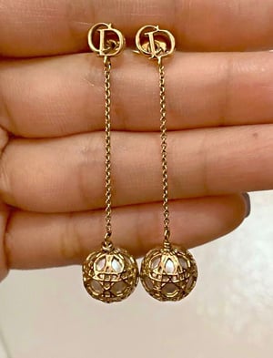 Image of (THIS ITEM JUST SOLD) CD Dior Secret Cannage Drop Earrings 