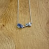 Tanzanite and moonstone dainty cluster necklace