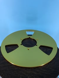 Image 1 of Burlington Recording 10.5" GOLD Aluminum NAB Metal Flanges with 1/4" Hardware