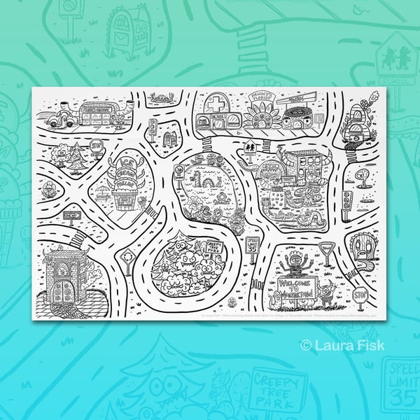 Image of Monstertown Giant Coloring Sheet / Paper Playmat