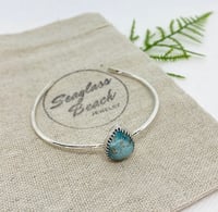Image 1 of Boho Sterling Silver Bracelet Cuff with Tibetan Turquoise