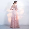 Pink Short Sleeves Lace Floral Party Dress, A-Line Wedding Party Dress, Bridesmaid Dress