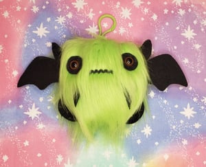 Image of Baby Creepy- The lime green Floof Monster keychain 