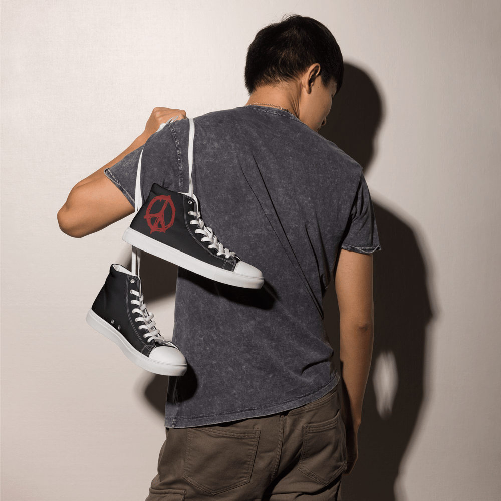 PRINTED DISOBEY CENTER LOGO MEN'S HIGH TOP CANVAS SHOES
