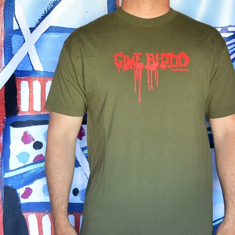 Image of Vintage 1990's Thrasher Magazine "Give Blood, Skateboard" T-Shirt Sz.L