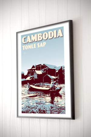 Image of Vintage poster Cambodia - Tonle Sap - Fine Art Print