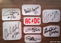 Image 3 of AC/DC stickers autographs vinyl Angus & Malcolm Young,Chris Slade,Brian Johnson