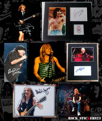 Image 2 of AC/DC stickers autographs vinyl Angus & Malcolm Young,Chris Slade,Brian Johnson