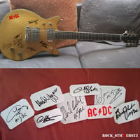 Image 1 of AC/DC stickers autographs vinyl Angus & Malcolm Young,Chris Slade,Brian Johnson