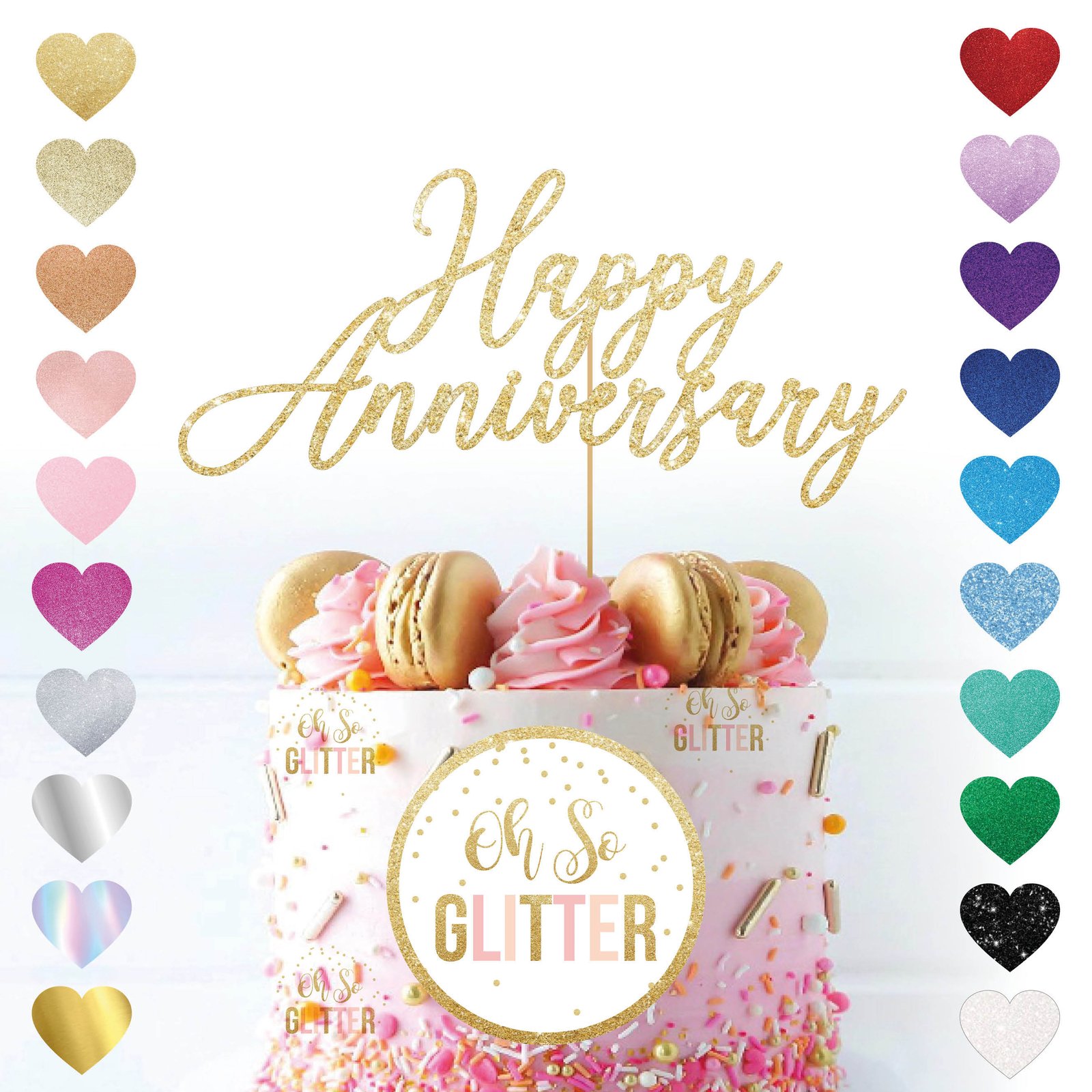 Geo Double Heart Wedding Anniversary Cake | cakewaves