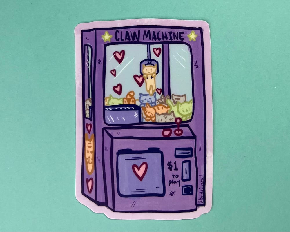 Image of Kitty Cat Plushie Claw Machine vinyl sticker