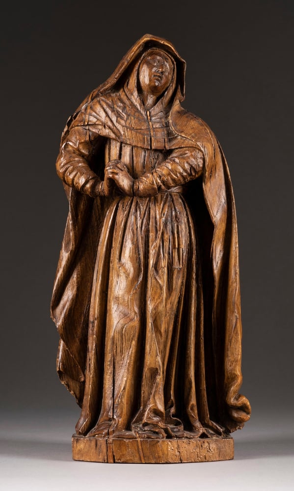 Image of A 17th century oak figure of the Mourning Virgin