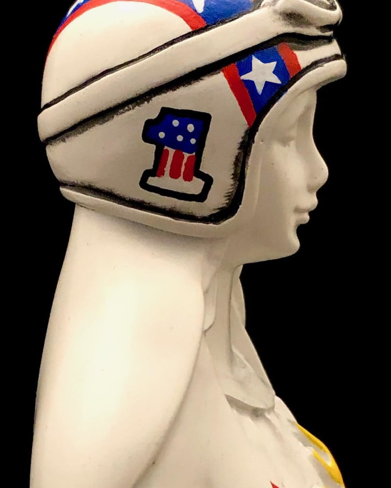 Image of Virgen de los Pistones © Evel Knievel tribute painted mantle limited edition