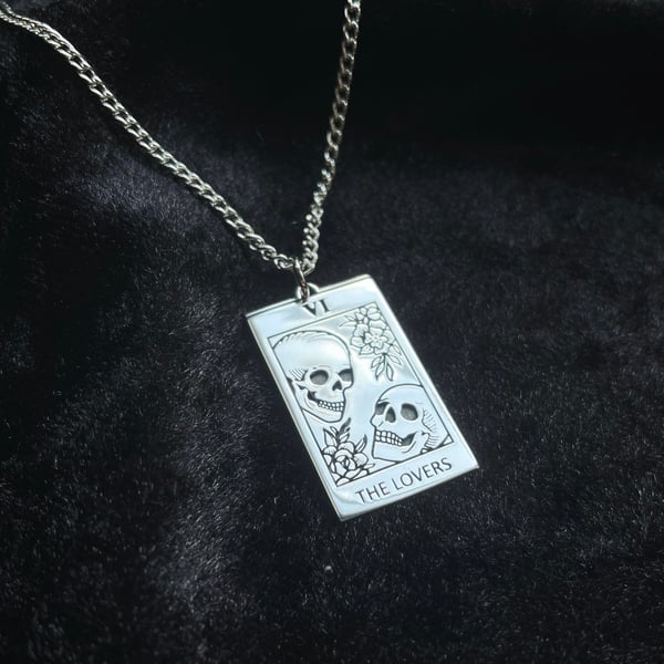 Image of The Lovers Tarot card 925 Sterling Silver necklace