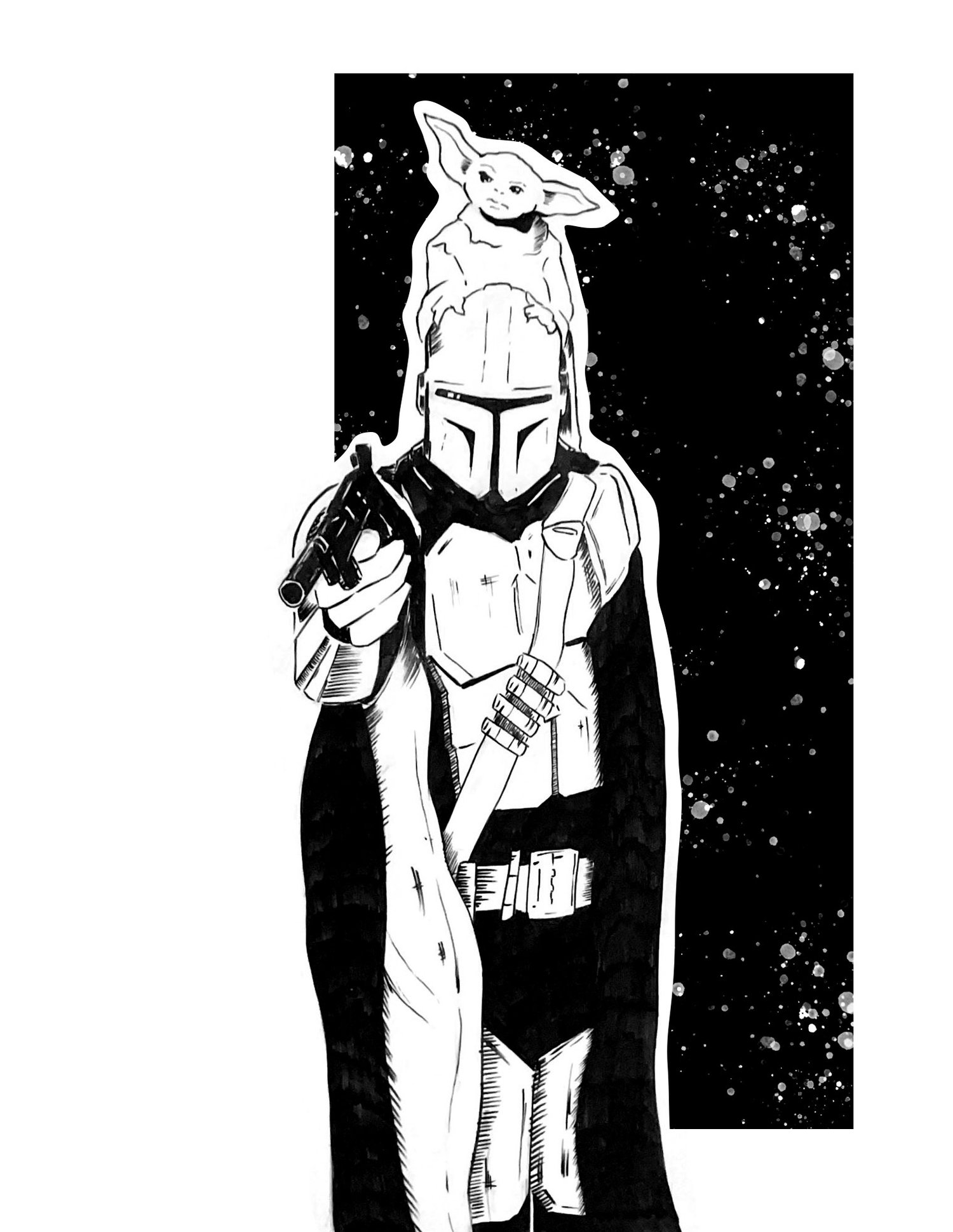 Mandalorian and Grogu - Print/Digital Download/Original Art