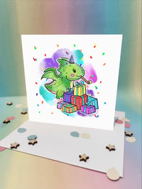 Cute gift dragon celebration card 