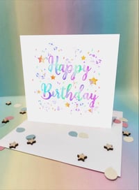 HAPPY BIRTHDAY watercolour effect celebration card