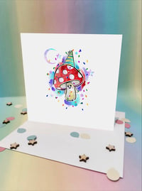 Magic mushroom celebration card 