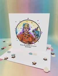 Holy shit snacks it’s your birthday! Pam from archer celebration card