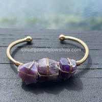 Image 11 of Raw Crystal Cuff Bangle Bracelets 