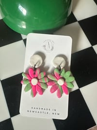 Image 1 of PINK MARBLED FLOWER STUDS | POLYMER CLAY EARRINGS