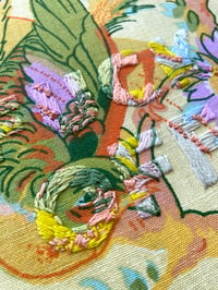 Image 2 of Original Secret Word Embroidery Artwork - “F*** OFF” (Yellow 70s Floral)