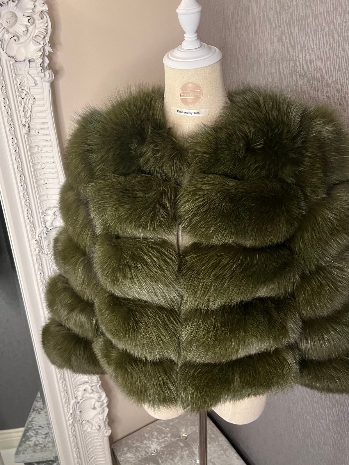 Army green fur coat hotsell