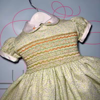 Image 2 of girls green floral smocked dress 