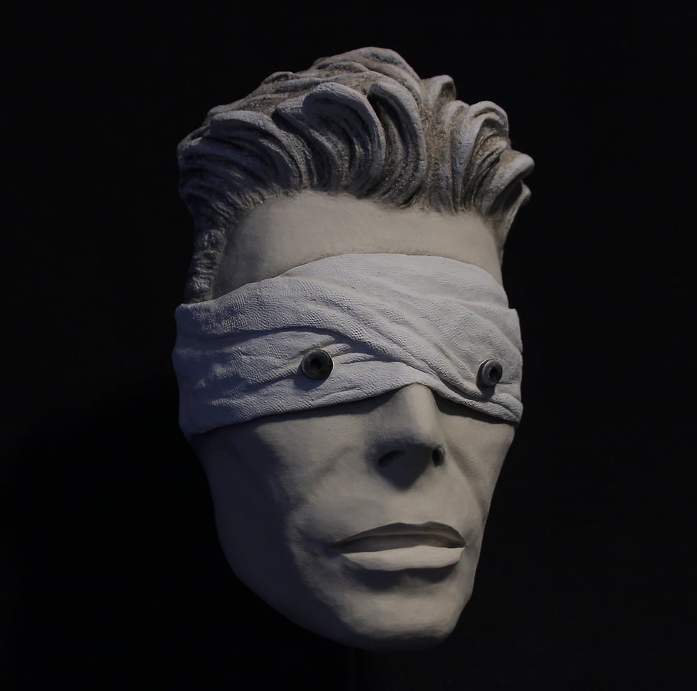 'The Blind Prophet' White Clay Mask Sculpture