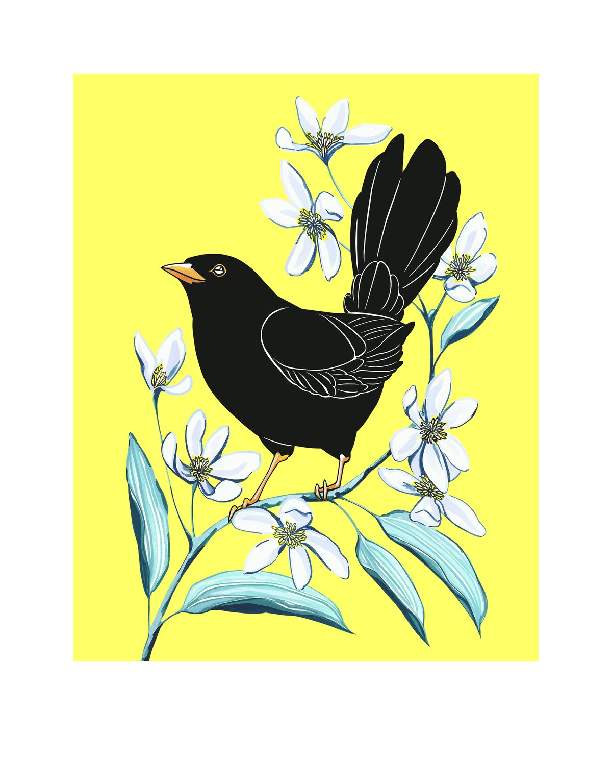 Image of Stamps: Blackbird and Clematis