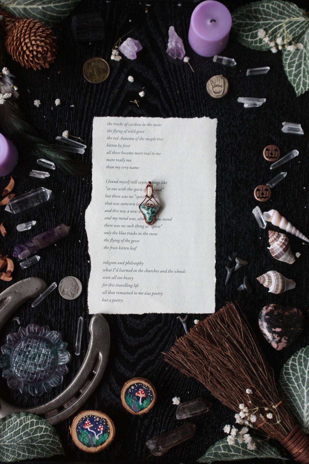 moss agate triangle necklace