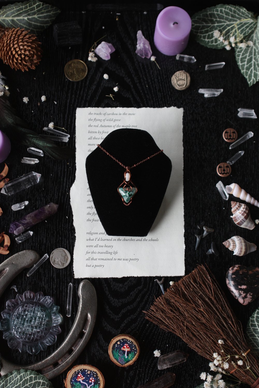 moss agate triangle necklace