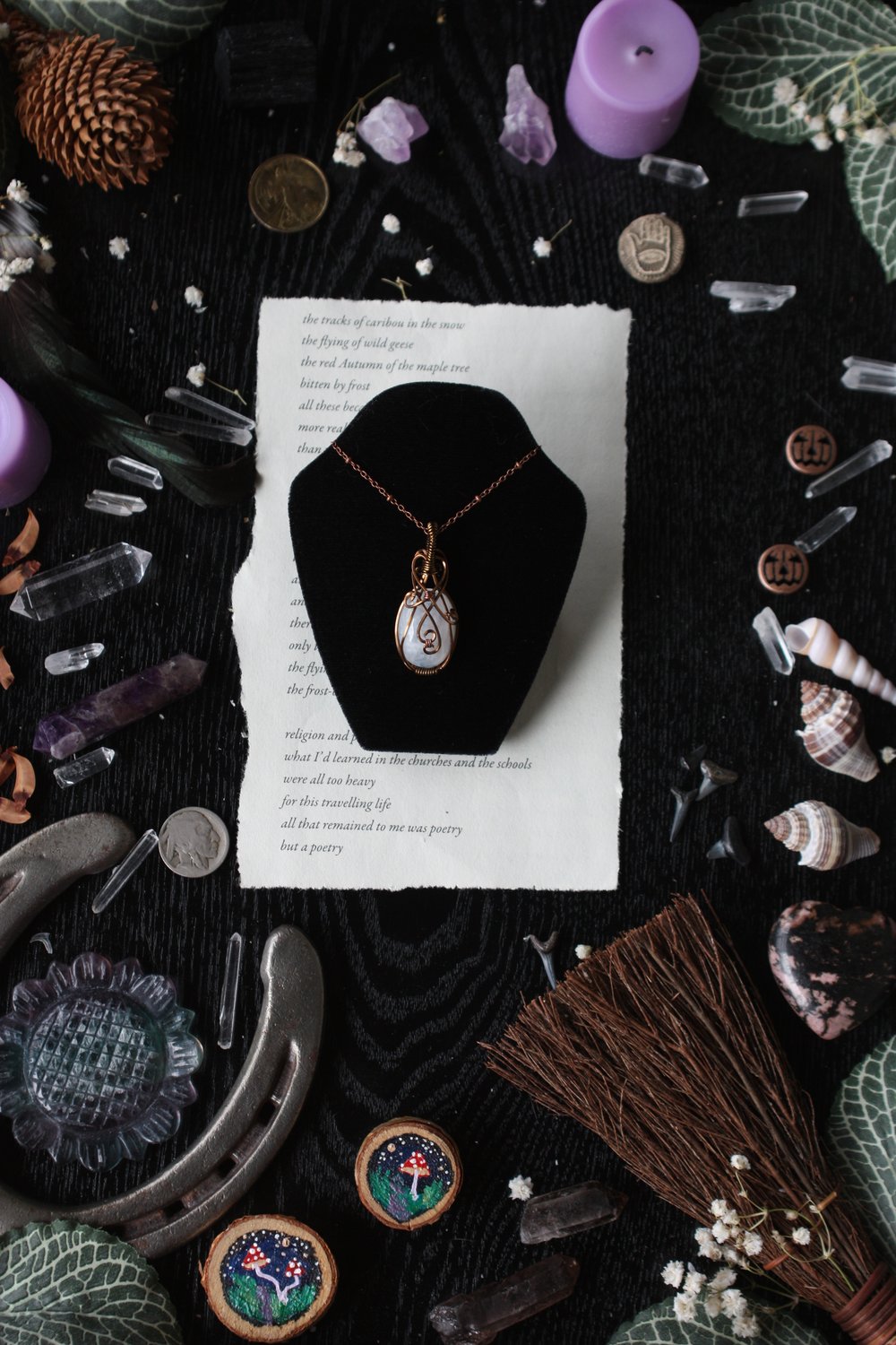 swirly rainbow moonstone necklace