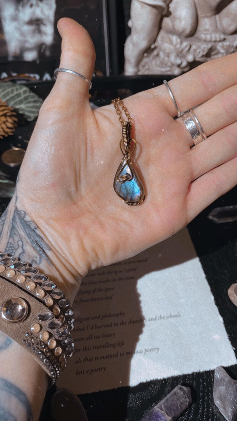 small droplet labradorite necklace