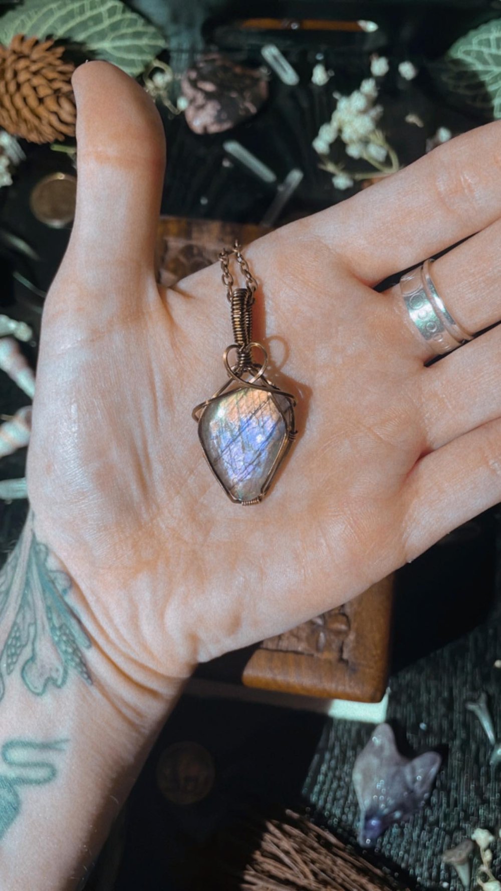 purple & orange labradorite necklace