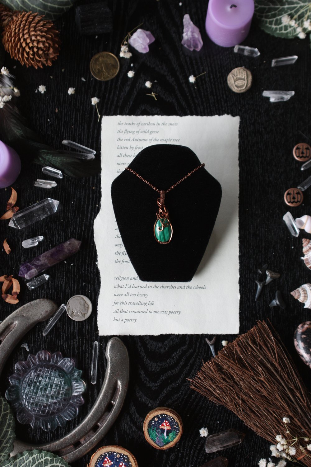 dainty malachite necklace