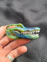 Image 1 of Mystery adventurine alligator skull pendant.