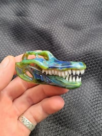 Image 2 of Mystery adventurine alligator skull pendant.