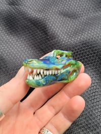 Image 3 of Mystery adventurine alligator skull pendant.